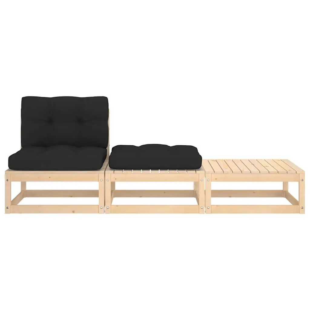 3 Piece Outdoor Lounge Set Modular Garden Sectional Sofa with Cushions Anthracite