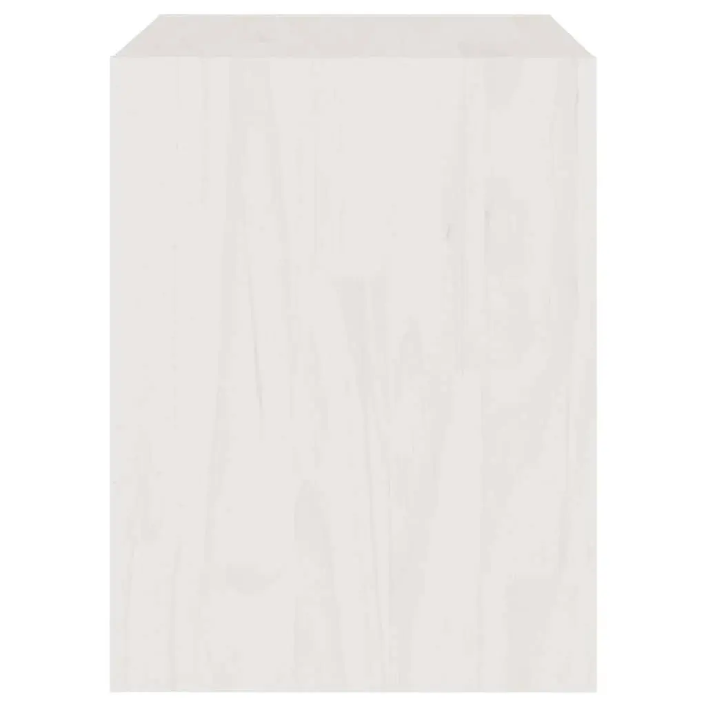 Bedside Cabinets 2 Piece White Solid Pinewood Nightstand Storage Bedroom