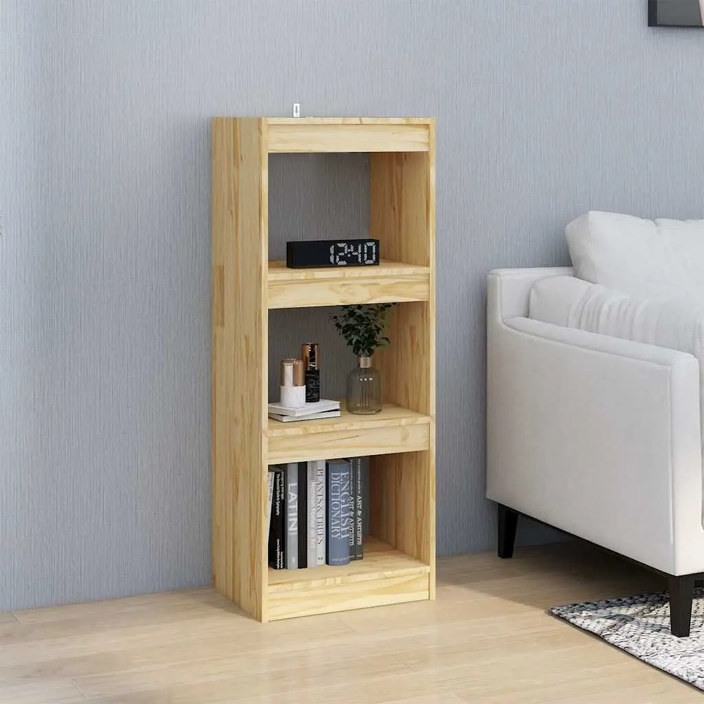 Solid Pinewood Book Cabinet Room Divider Storage Shelf 40x30x103.5cm Brown