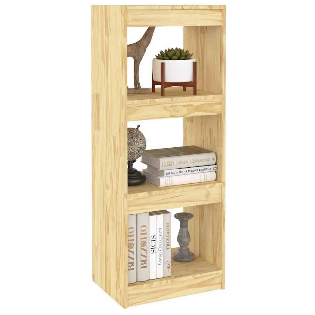Solid Pinewood Book Cabinet Room Divider Storage Shelf 40x30x103.5cm Brown
