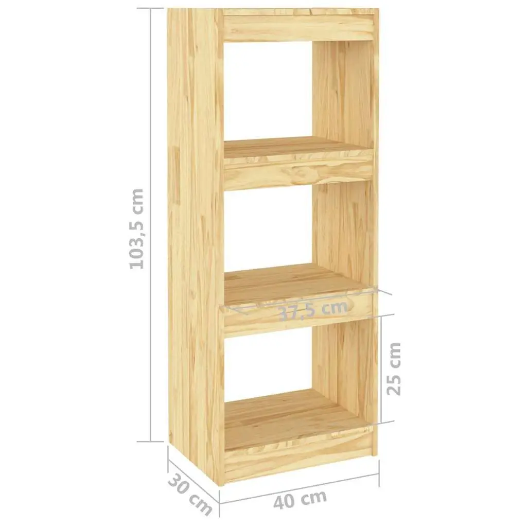 Solid Pinewood Book Cabinet Room Divider Storage Shelf 40x30x103.5cm Brown