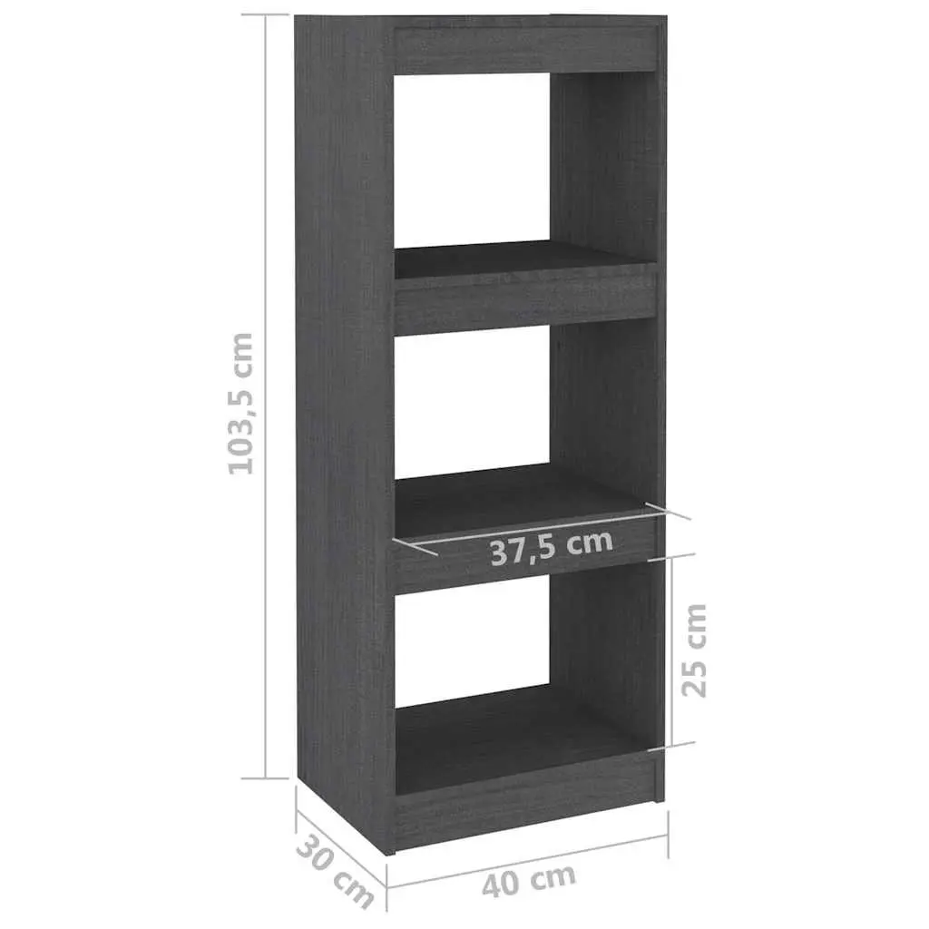 Book Cabinet Room Divider Storage Bookshelf 40x30x103.5cm Grey Solid Pinewood