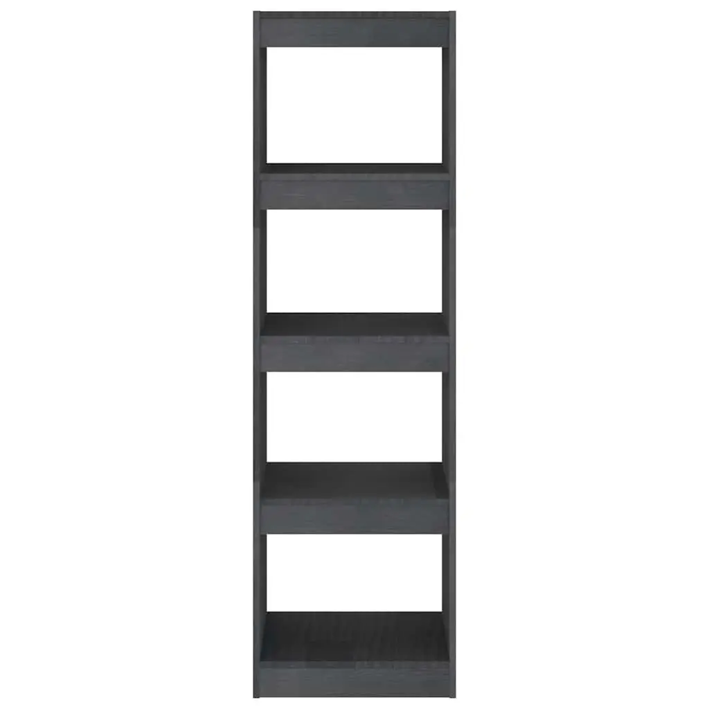 Book Cabinet Room Divider Storage Organizer 4 Compartment Grey Pinewood