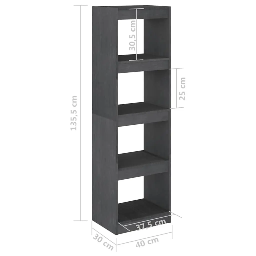 Book Cabinet Room Divider Storage Organizer 4 Compartment Grey Pinewood