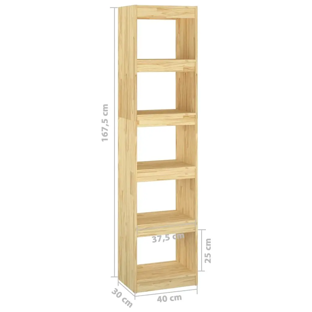 Book Cabinet Room Divider Shelving Unit 40x30x167.5 cm Solid Pinewood Brown