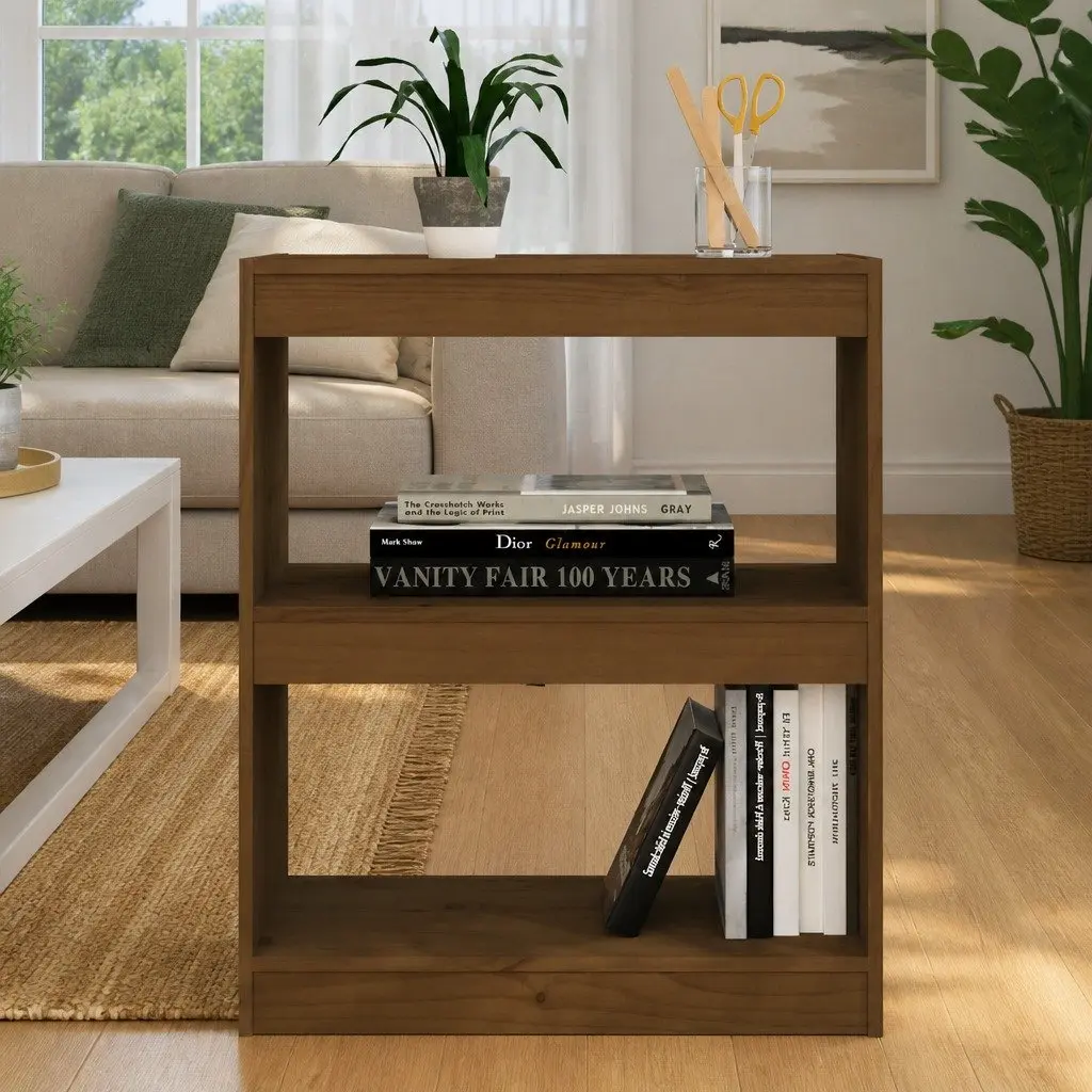 Wooden Bookshelf Storage Unit Room Divider 60W x 30D x 71.5H cm Honey Brown