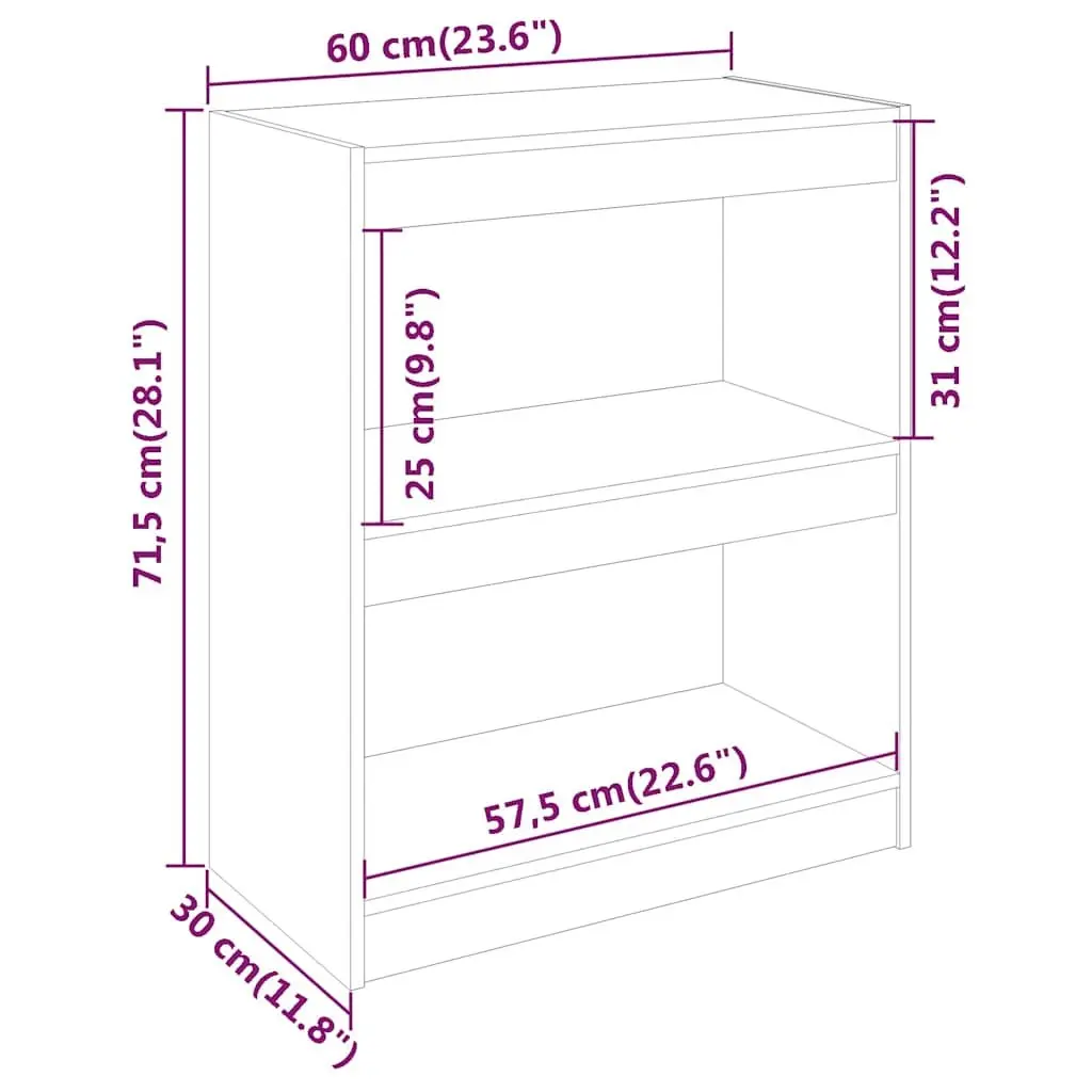 Wooden Bookshelf Storage Unit Room Divider 60W x 30D x 71.5H cm Honey Brown