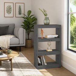 Reliable Grey Book Cabinet Room Divider with Ample Storage 60x30x103.5 cm