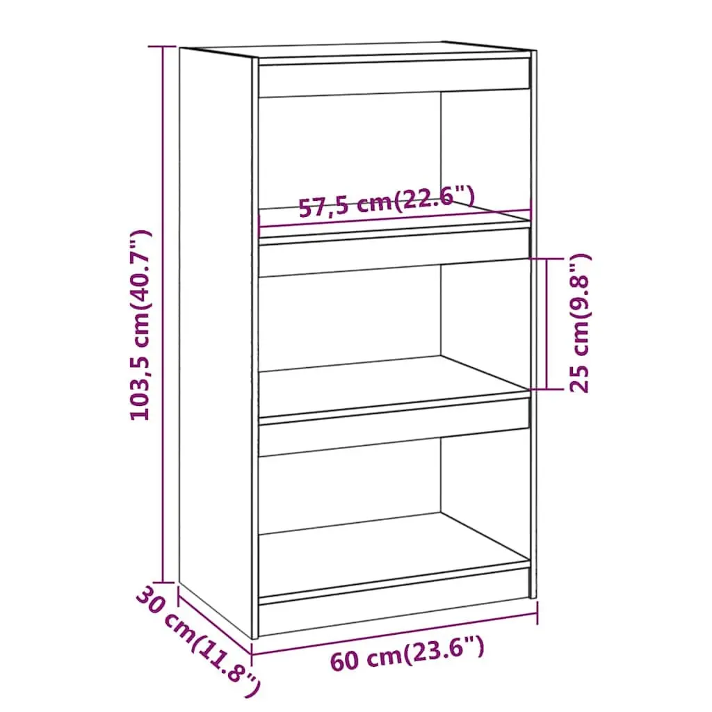 Book Cabinet Room Divider Storage 60x30x103.5 cm Grey Solid Pine Wood