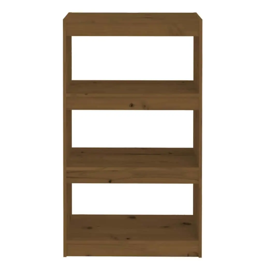 Bookshelf Room Divider Honey Brown Wooden 3 Compartments Storage
