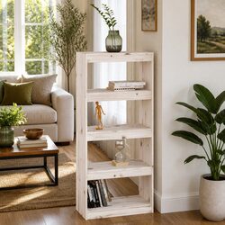 Versatile White Solid Wood Book Cabinet for Storage