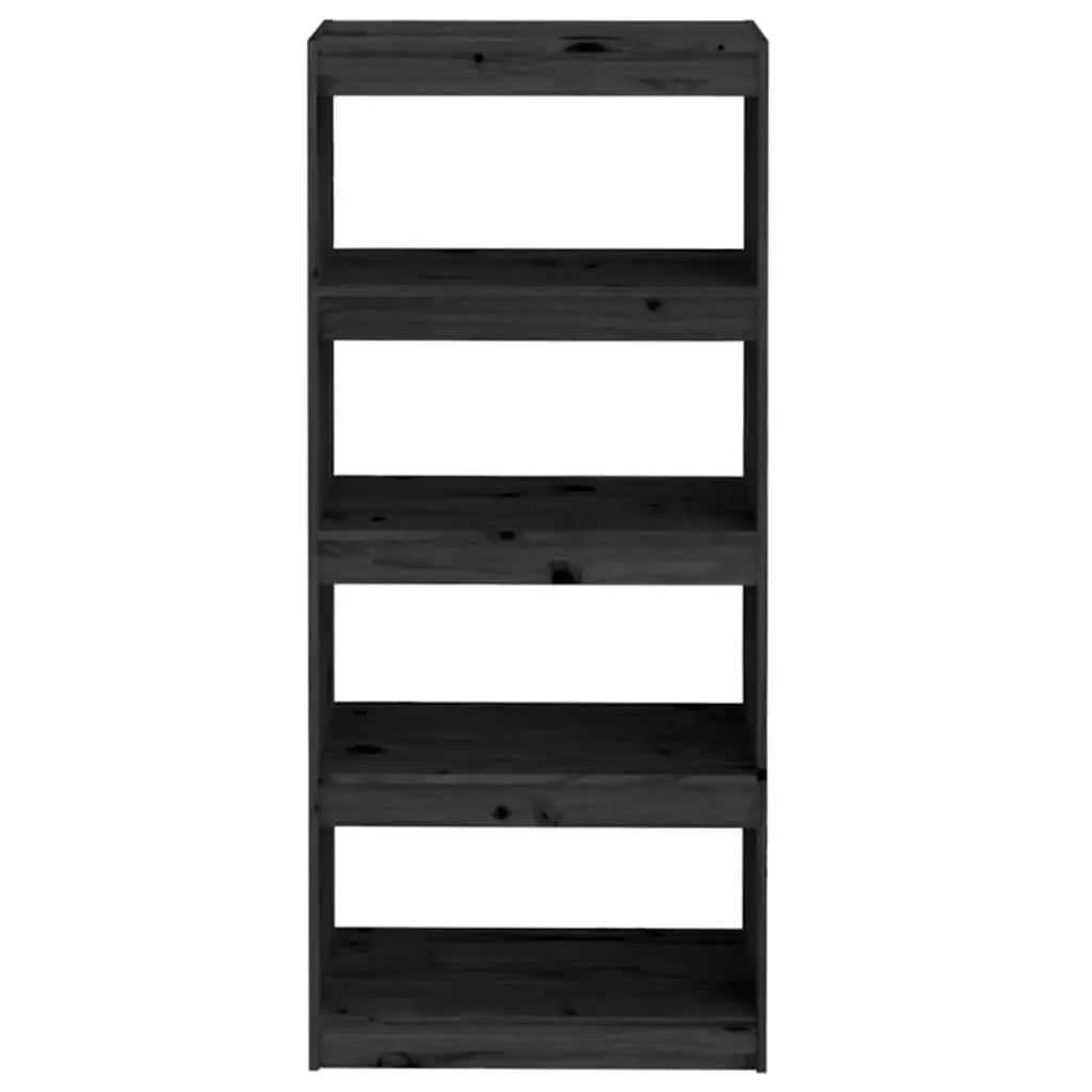 Book Cabinet Room Divider Black Solid Wood Pine Shelving Unit Storage Bookshelf