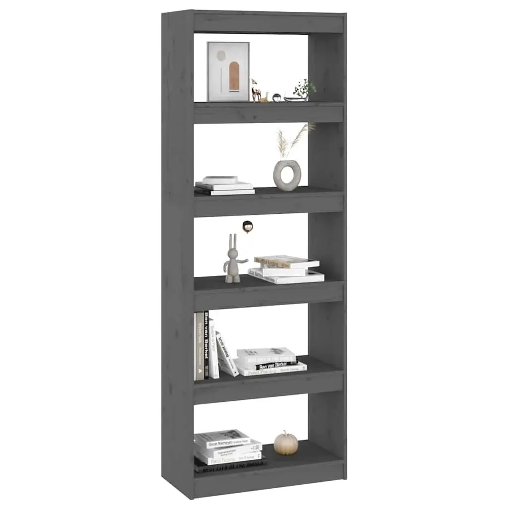 Grey Solid Wood Pine Cabinet with 5 Compartments for Storage