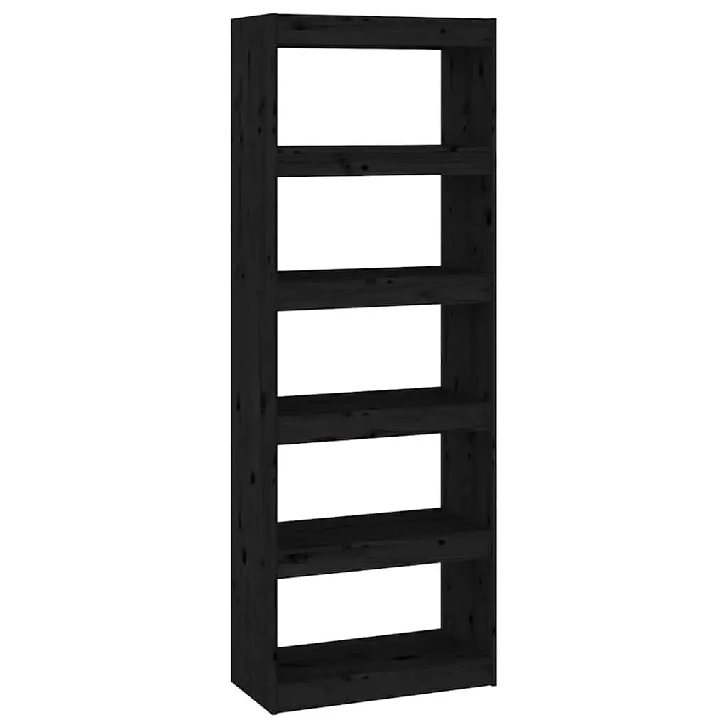 Book Cabinet Room Divider Bookshelf 60x30x1675 cm Black Solid Pine Wood