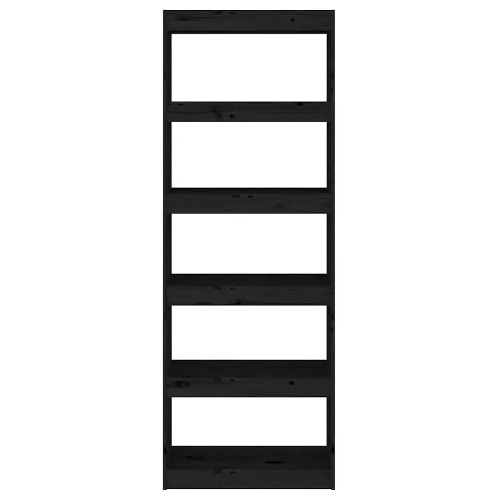 Book Cabinet Room Divider Bookshelf 60x30x1675 cm Black Solid Pine Wood