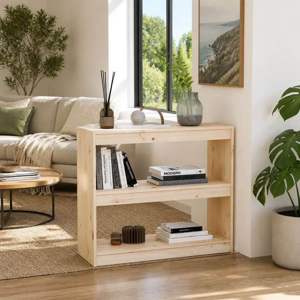 Solid Wood Pine Book Cabinet Room Divider 80x30x71.5 cm Brown