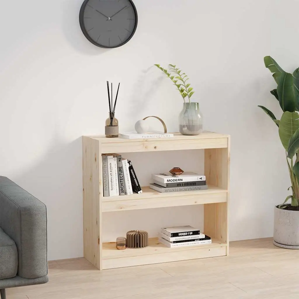 Solid Wood Pine Book Cabinet Room Divider 80x30x71.5 cm Brown