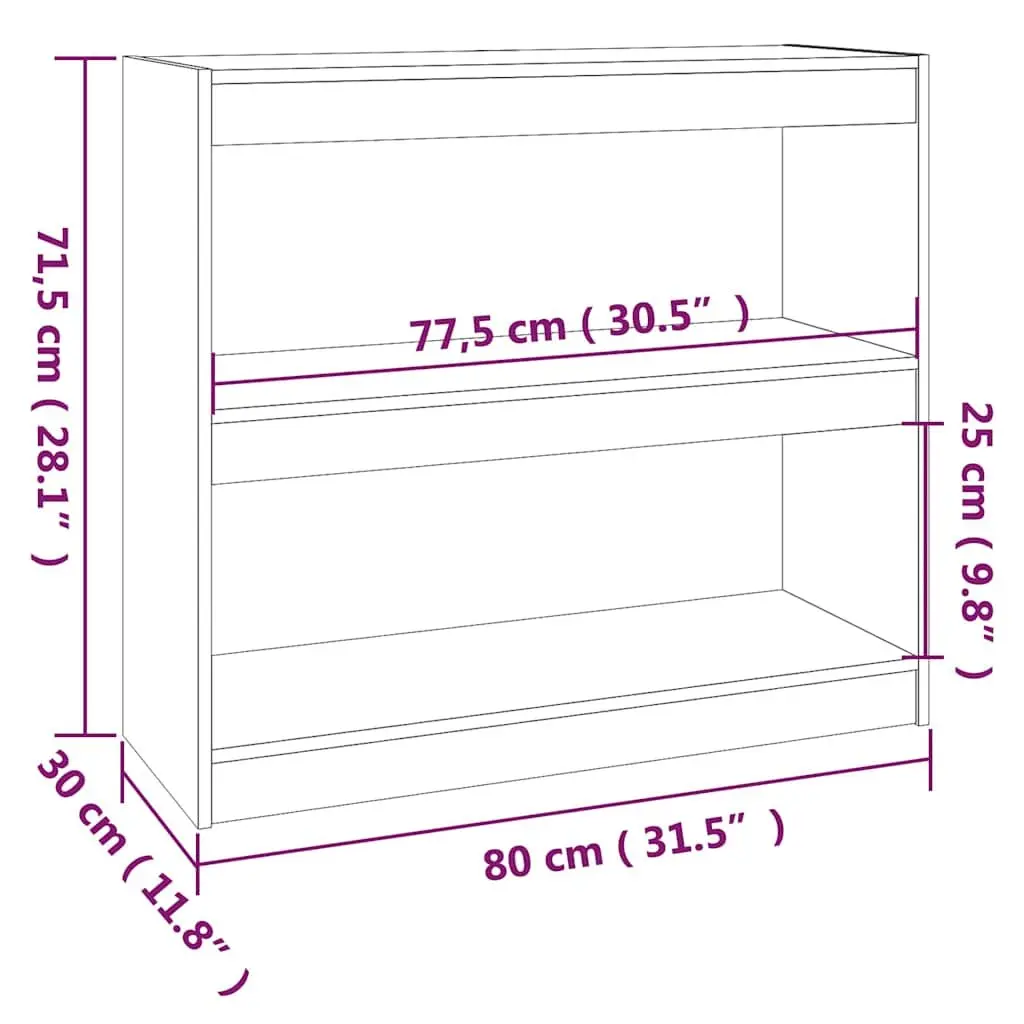 Solid Wood Pine Book Cabinet Room Divider 80x30x71.5 cm Brown