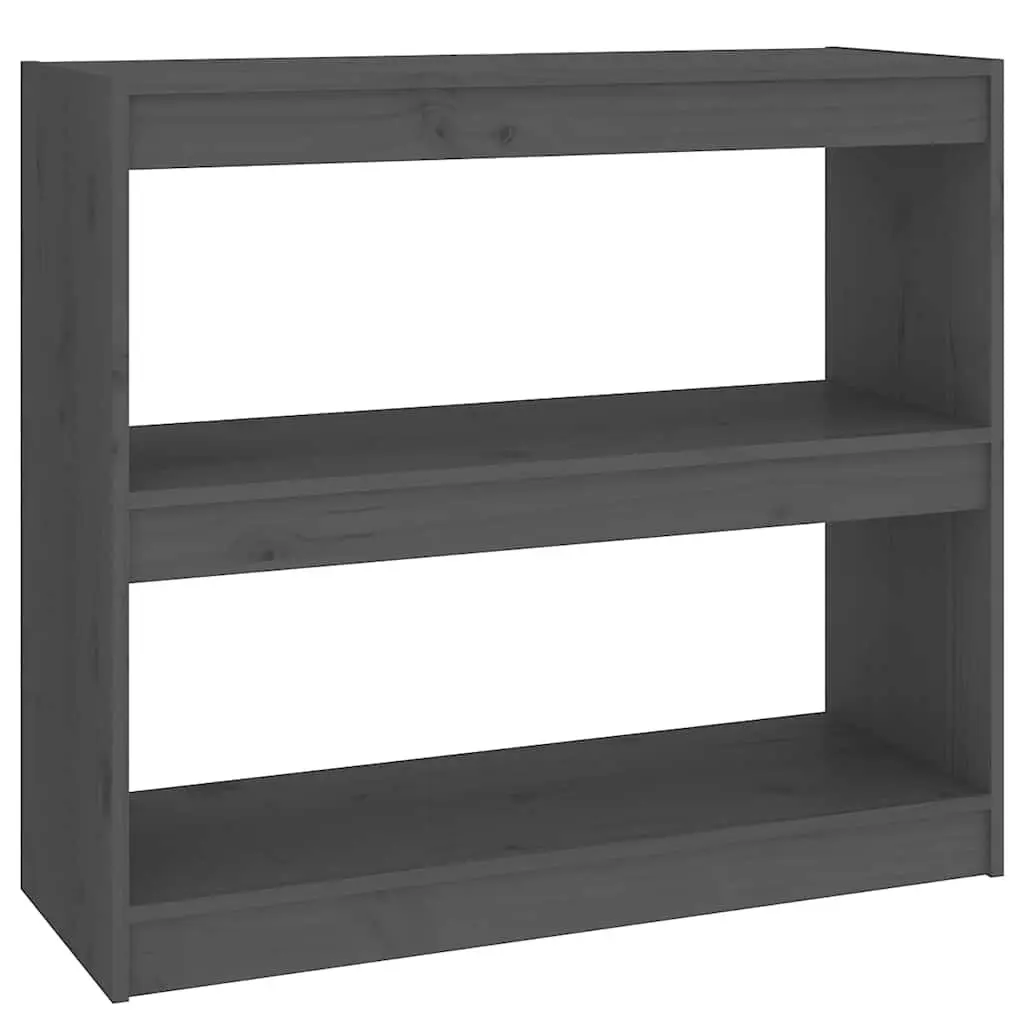 Book Cabinet Room Divider Grey Solid Wood Pine Shelving Storage Bookcase