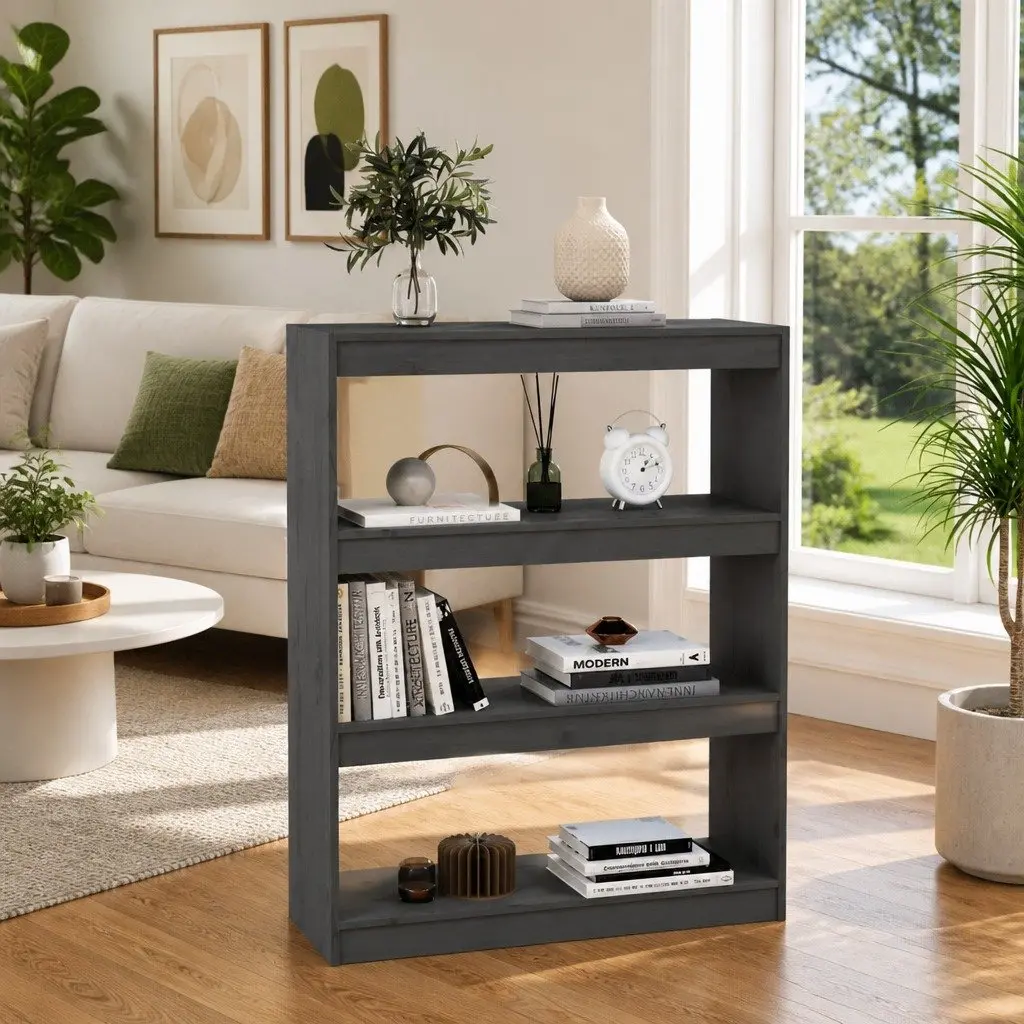 Grey Solid Pine Wood Storage Cabinet