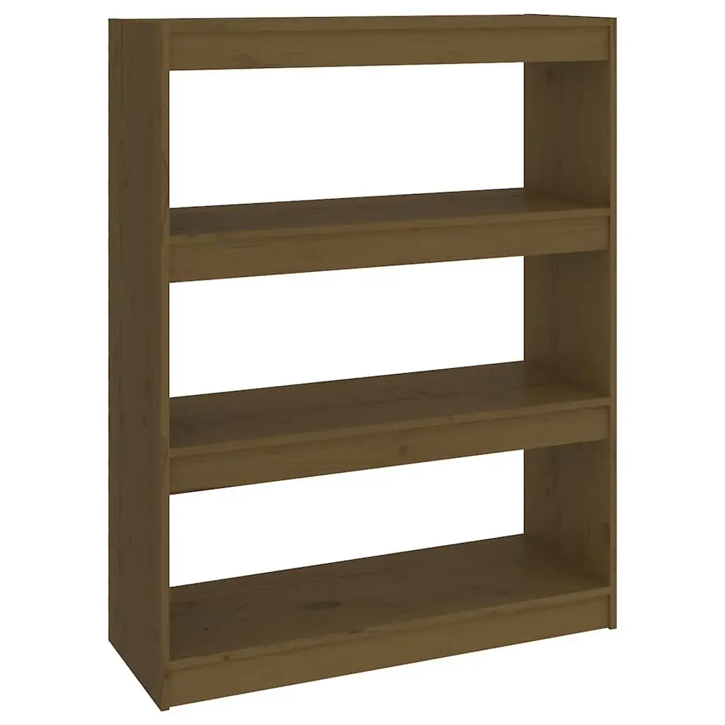 Book Cabinet Room Divider Storage Organizer 80W x 30D x 103.5H cm Honey Brown Wooden Shelving Unit