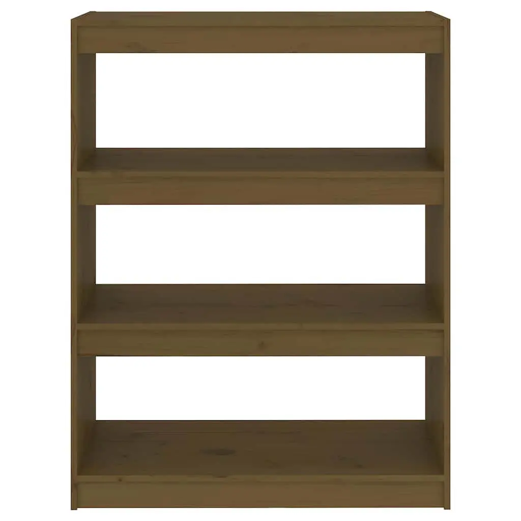Book Cabinet Room Divider Storage Organizer 80W x 30D x 103.5H cm Honey Brown Wooden Shelving Unit