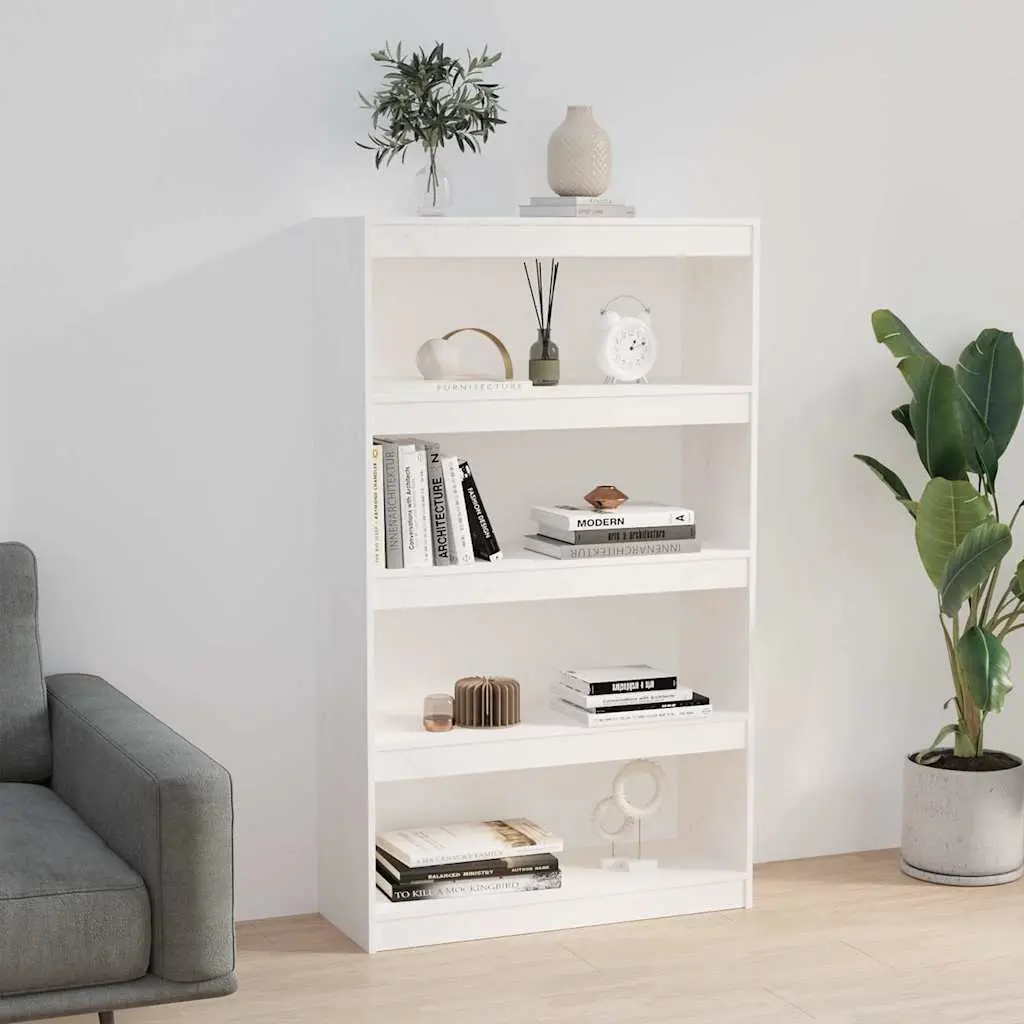 Book Cabinet Room Divider White 80x30x135.5cm Solid Pine Wood