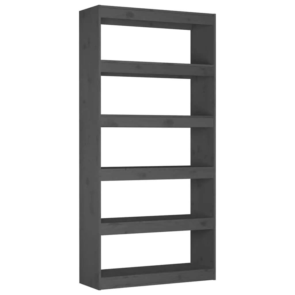 Book Cabinet Room Divider Grey 80x30x167.4 cm Solid Pine Wood Bookcase Shelf