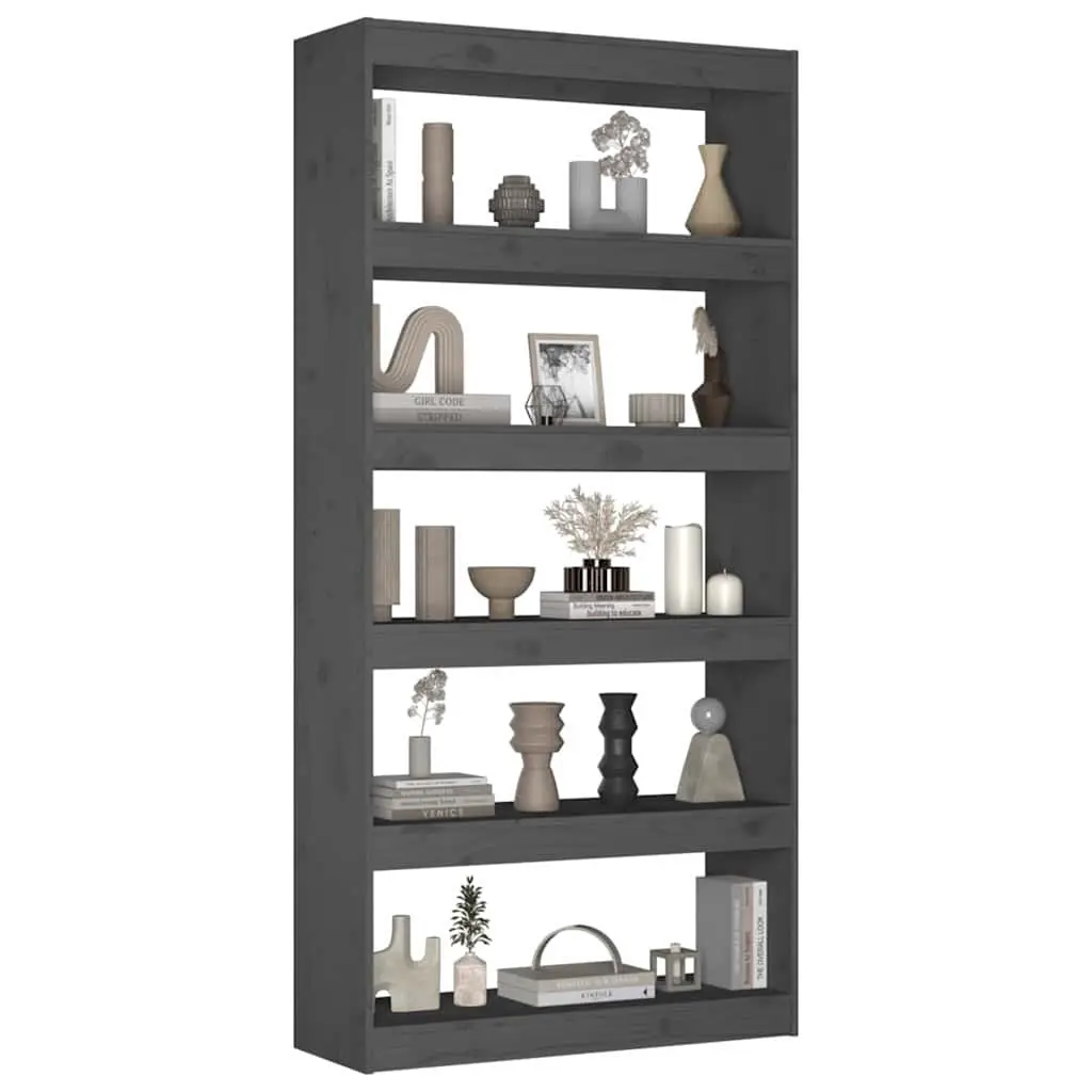 Book Cabinet Room Divider Grey 80x30x167.4 cm Solid Pine Wood Bookcase Shelf