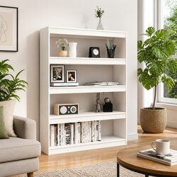 Reliable Wooden Book Shelf in White 100x30x135.5cm for Your Home