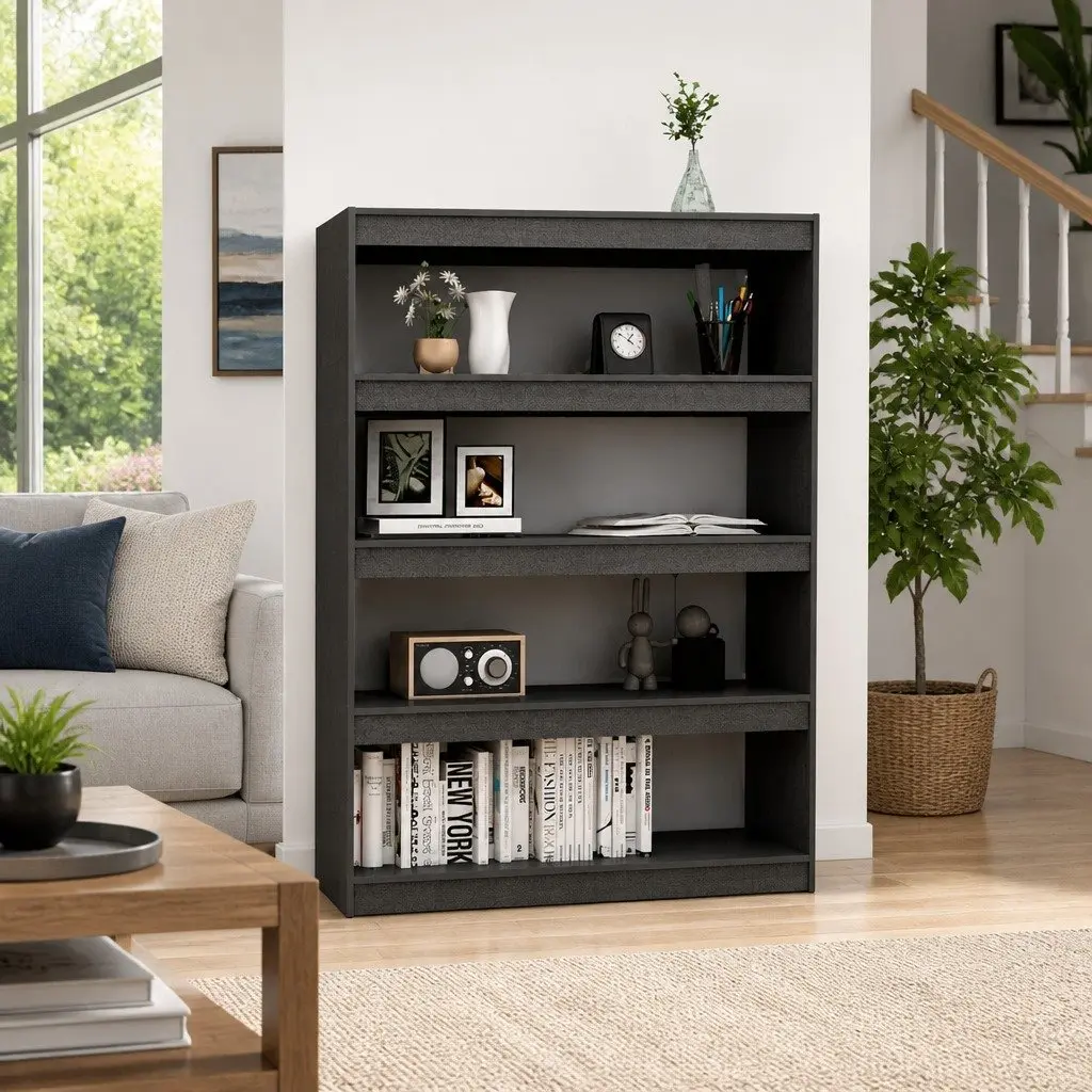 Book Cabinet Room Divider Grey 100x30x135.5 cm Solid Pinewood Standing Shelf