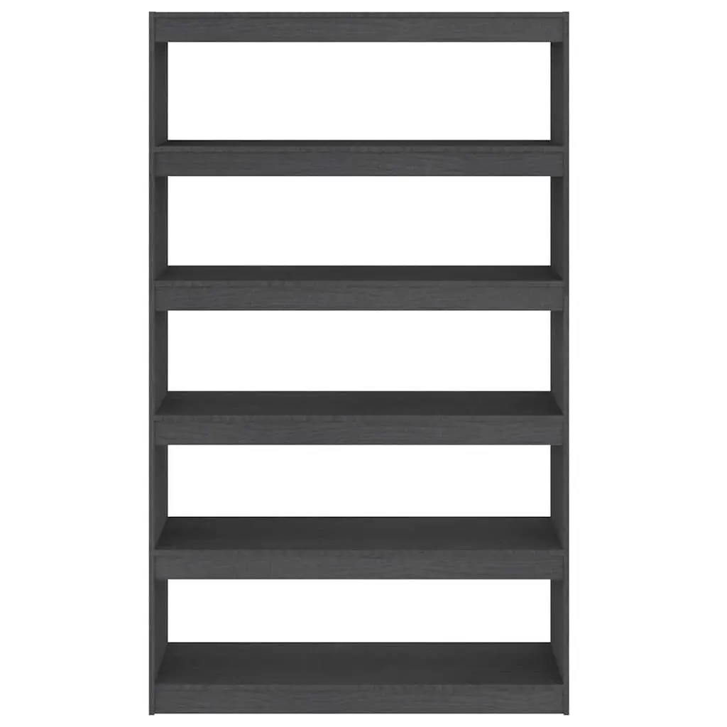 Book Cabinet Room Divider Grey Solid Pinewood Storage Shelf Bookcase Standing