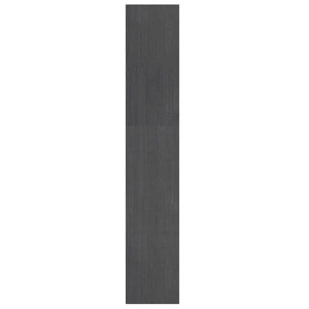 Book Cabinet Room Divider Grey Solid Pinewood Storage Shelf Bookcase Standing