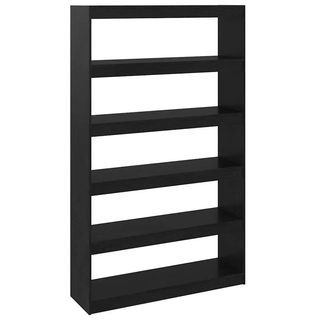 Bookshelf Room Divider Storage 100cm x 30cm x 167.5cm Black Solid Pinewood