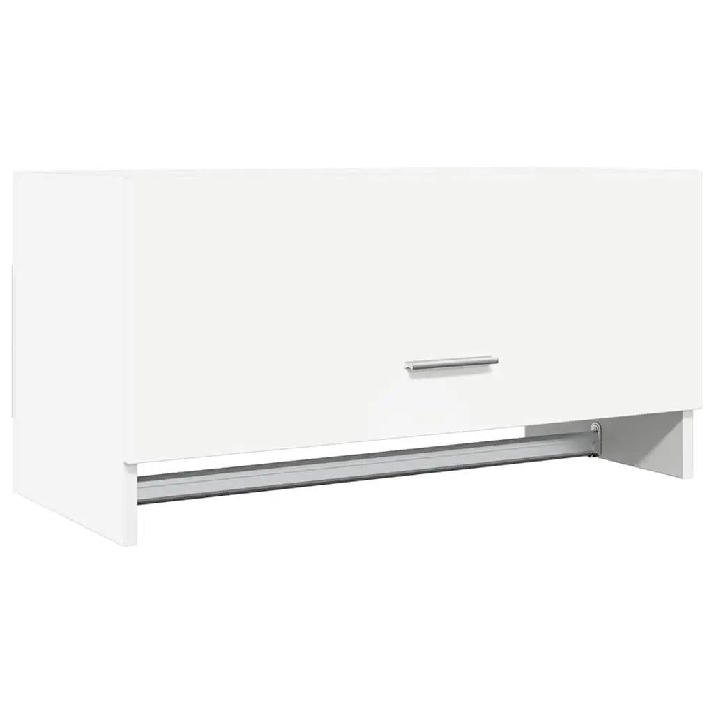 White Compact Wardrobe Cupboard Storage Cabinet with Hanger Bar Engineered Wood