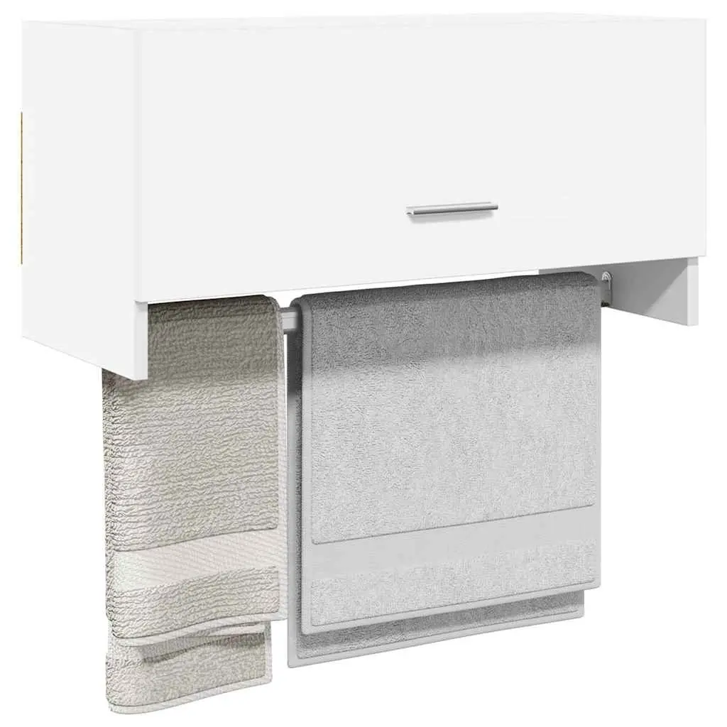 White Compact Wardrobe Cupboard Storage Cabinet with Hanger Bar Engineered Wood