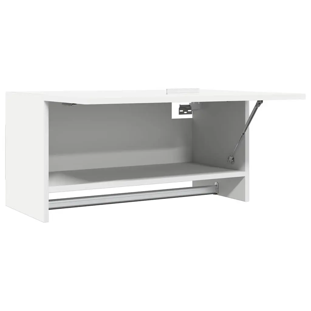 White Compact Wardrobe Cupboard Storage Cabinet with Hanger Bar Engineered Wood