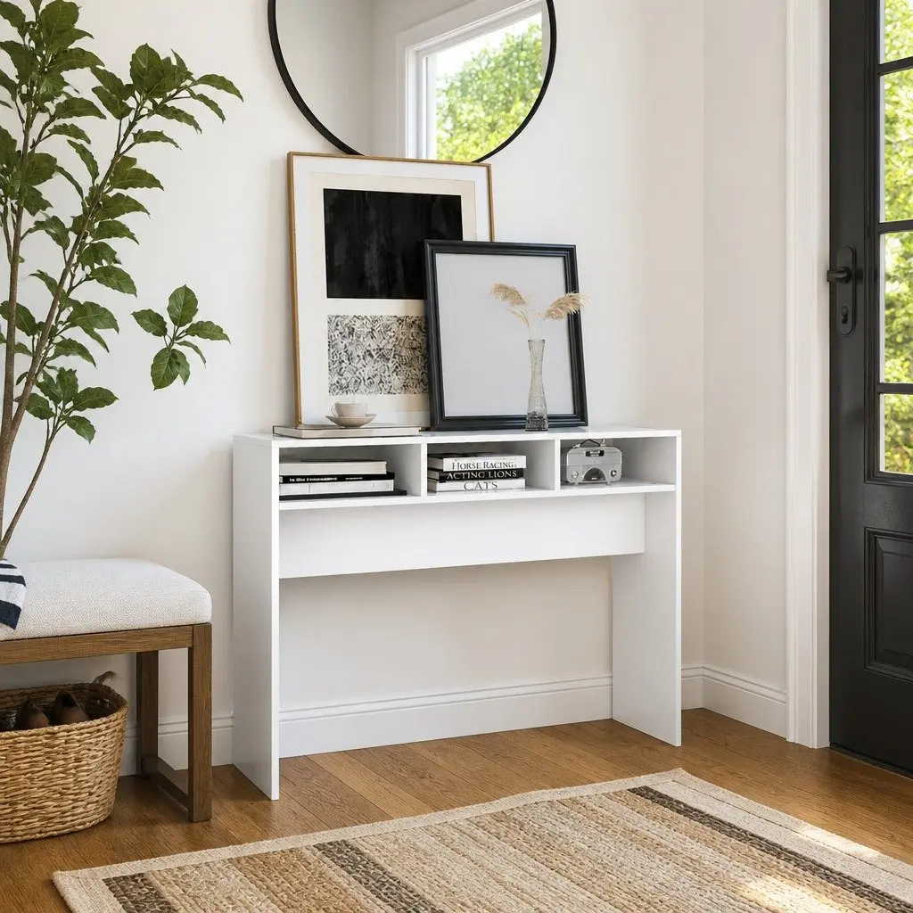 Console Table White Engineered Wood 105x30x80cm