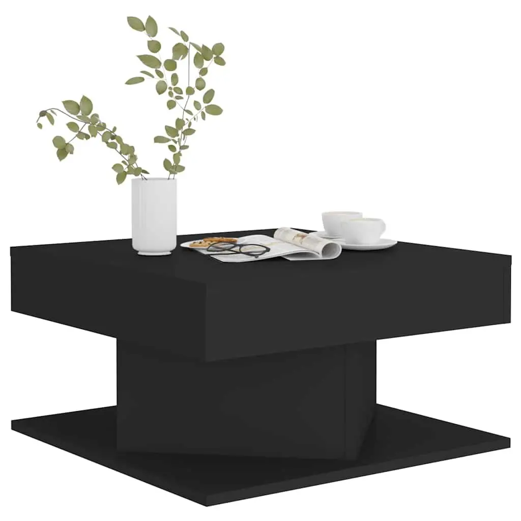 Coffee Table Black Square Accent Living Room Furniture Engineered Wood