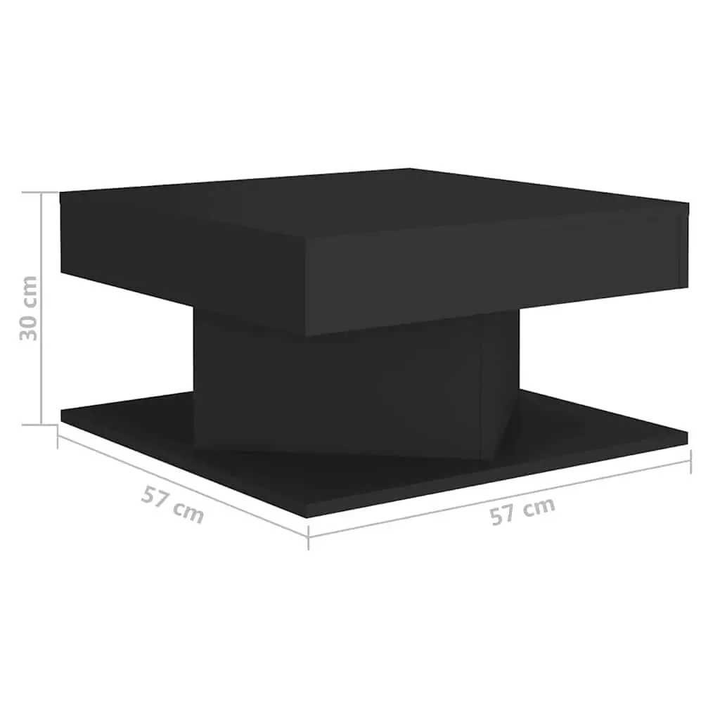 Coffee Table Black Square Accent Living Room Furniture Engineered Wood