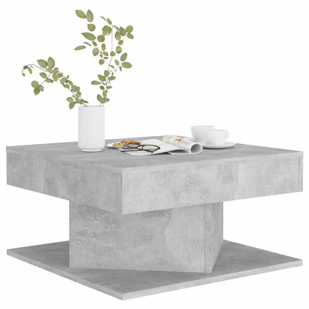 Coffee Table Grey Concrete 57x57x30 cm Engineered Wood Accent Side Storage