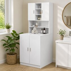 Reliable White Bathroom Storage Cabinet with Easy Access