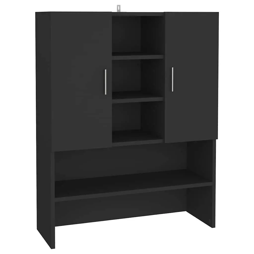 Washing Machine Cabinet Bathroom Storage Cupboard 70.5x25.5x90cm Black