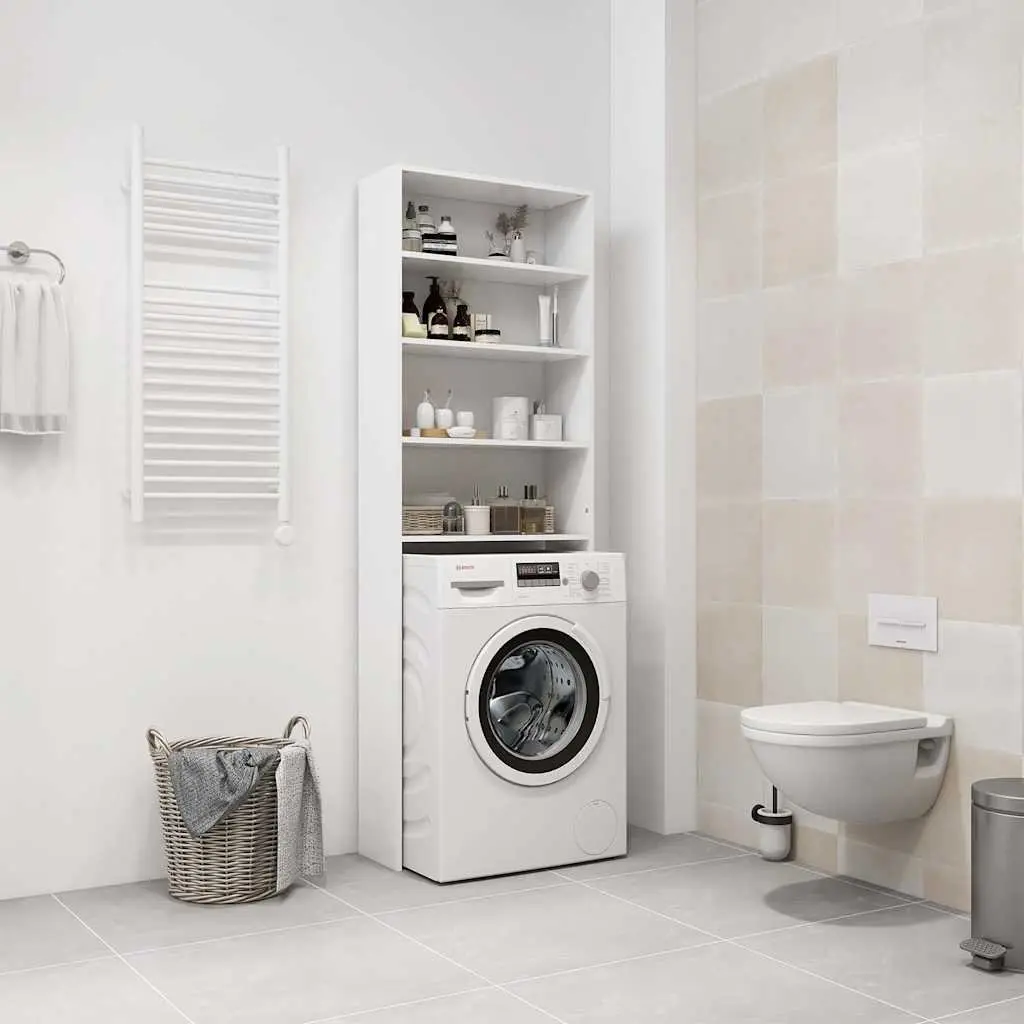 Washing Machine Cabinet Storage Organizer 64 x 24 x 190 cm White