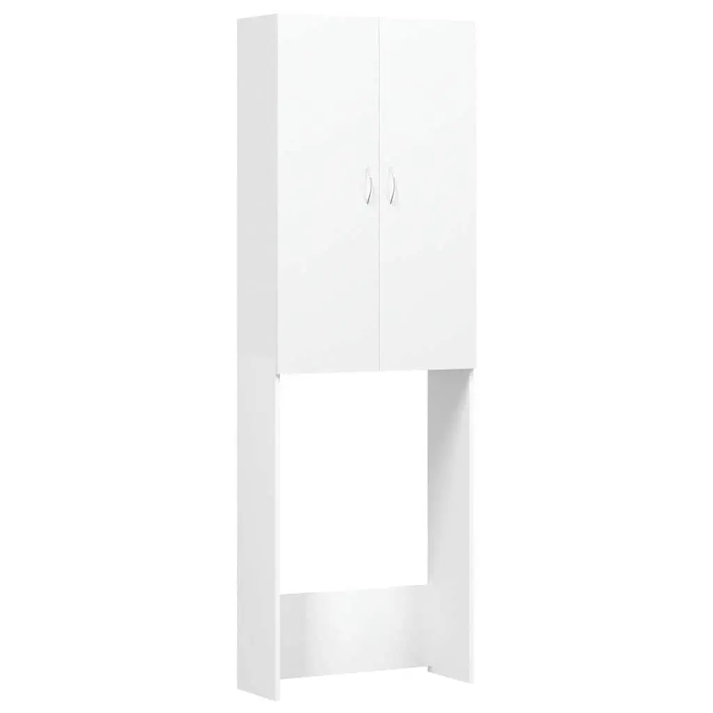 Tall Storage Cabinet for Laundry and Bathroom Organiser White 64x25.5x190 cm