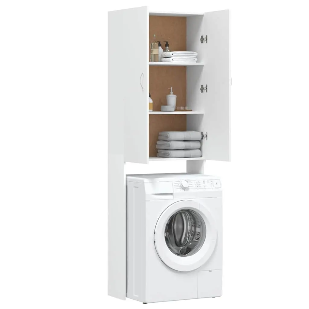 Tall Storage Cabinet for Laundry and Bathroom Organiser White 64x25.5x190 cm