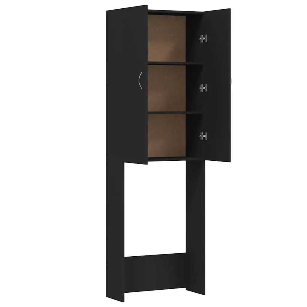 Washing Machine Cabinet Black Storage Unit Bathroom Laundry Organiser