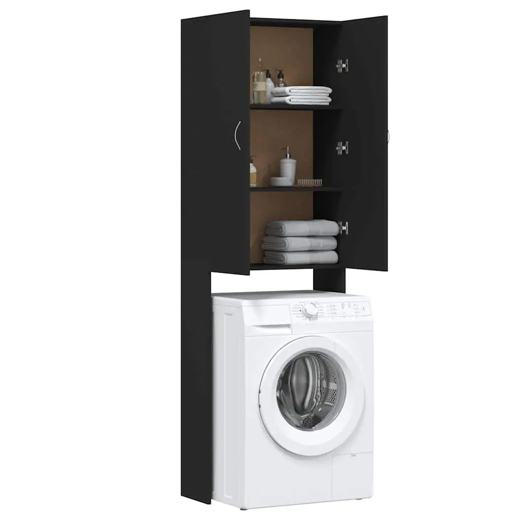 Washing Machine Cabinet Black Storage Unit Bathroom Laundry Organiser