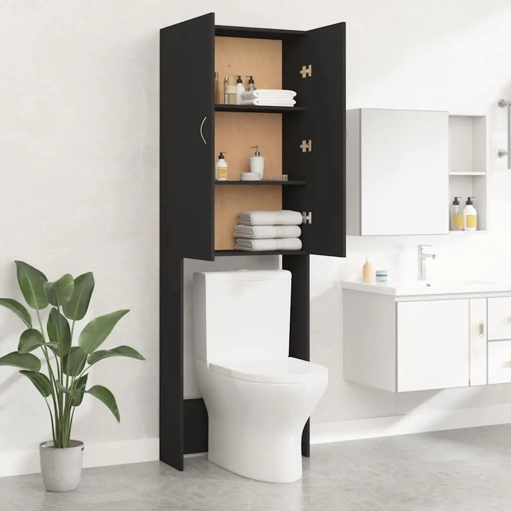 Washing Machine Cabinet Black Storage Unit Bathroom Laundry Organiser