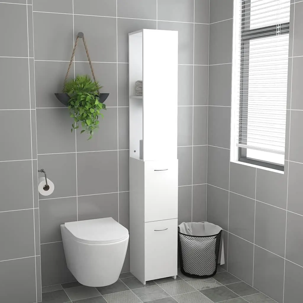Bathroom Cabinet Storage Cupboard Tall Organiser 25 x 26.5 x 170 cm White Engineered Wood